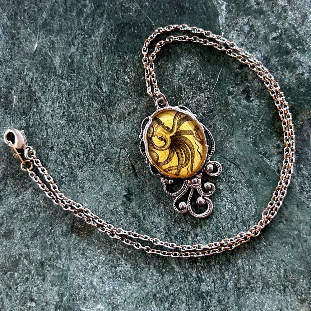 Cool boho Octopus pendant necklace.